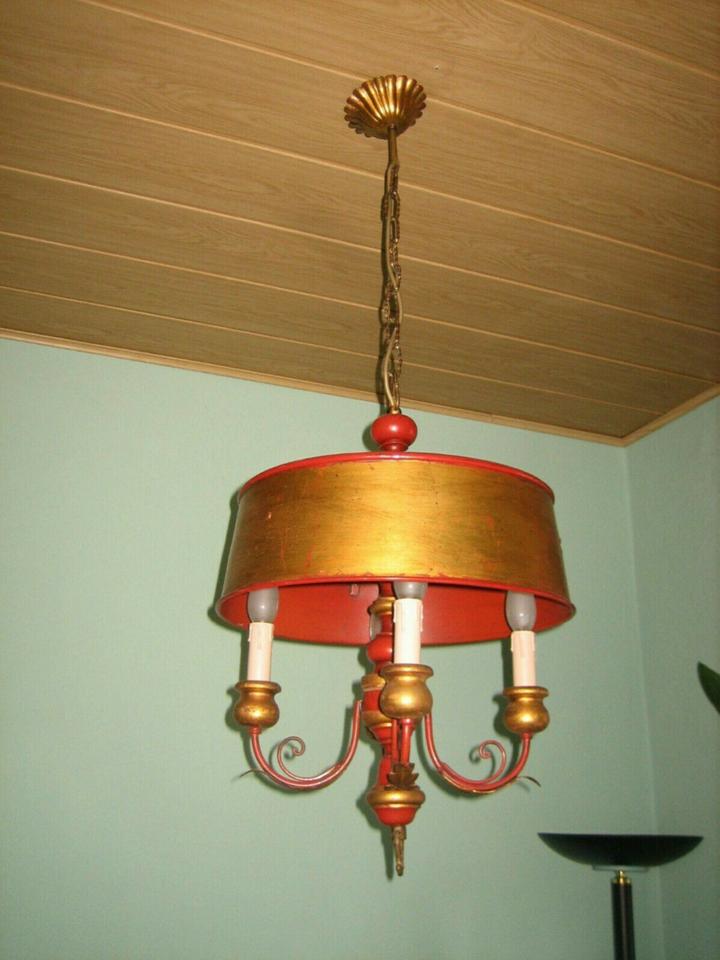 Kronleuchter 4 armig handbemalt Dekoration Vintage alte Lampe in Trier