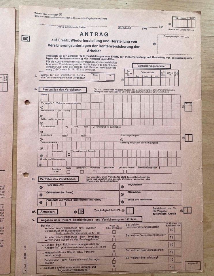 Alter Rentenversicherung Vertrag 1950-1960 Rheinprovinz Antik in Sankt Augustin