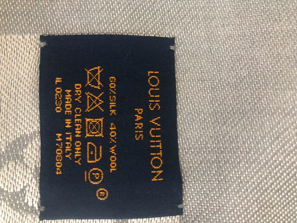 Louis Vuitton Monogram Tuch Denim Beige Rose Wolle Seide M76068