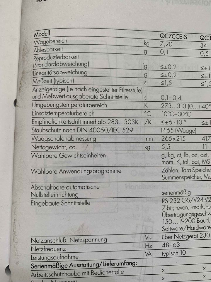 Sartorius Zählwaage QC7CCE-S 0,1g bis 7,2 Kg in Karlsbad