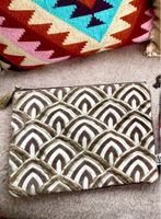 Ibiza Handtasche Clutch Hallhuber Silber Gold grau beige bestickt Obersöchering - Reinthal Vorschau