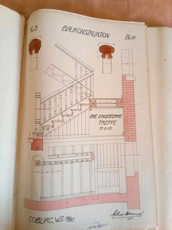 Bauzeichnungsmappe  Architektenmappe A3 1919-1922 Antiquität in Dresden