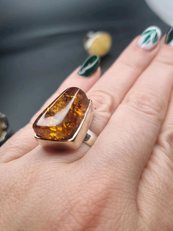 Bernsteinschmuck Bernstein Ring gelb Silber amber Sterlingsilber