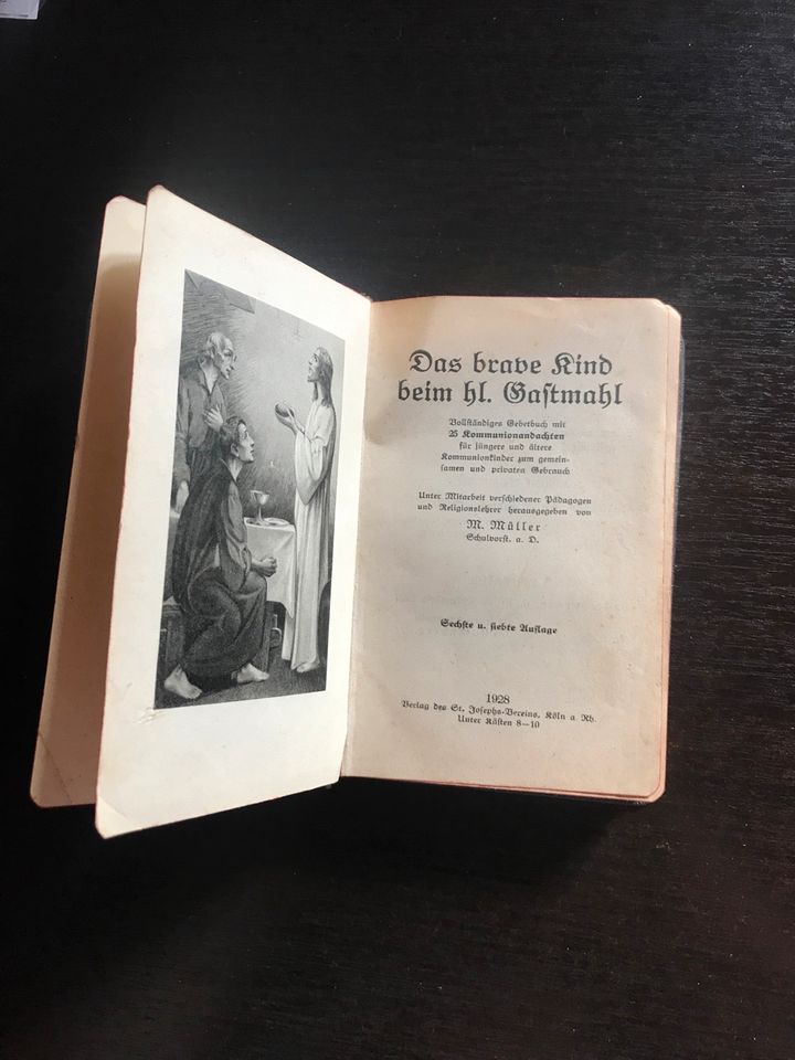 Antikes Buch Das brave Kind beim hl. Gaßtmahl von 1928 in Viersen