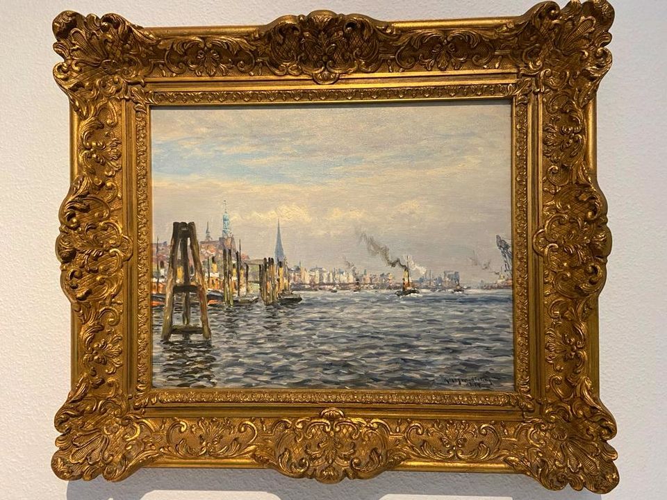 Bild Gemälde Ölgemälde Karl Meyer Nieting Hafen Hamburg in Rellingen
