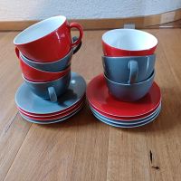 Kahla Geschirr Cappuccino Tassen rot grau Bayern - Kaufbeuren Vorschau