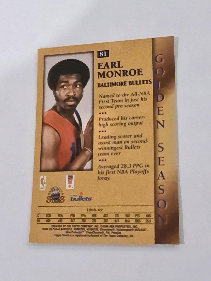 EARL MONROE Washington Bullets Topps Stars 1996 Golden Season in Bremen