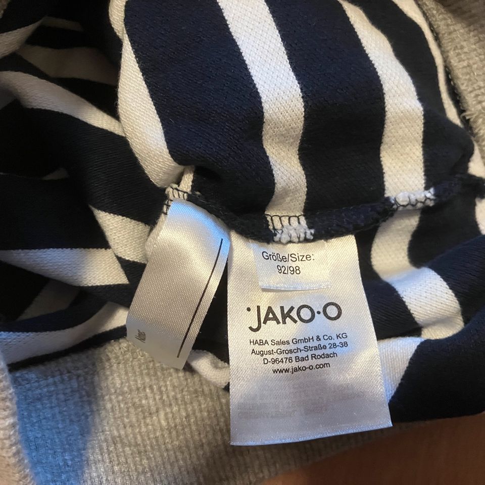 Jako-o Kapuzenpulli Piqué gestreift blau-weiß 92/98 WIE NEU! in Ühlingen-Birkendorf