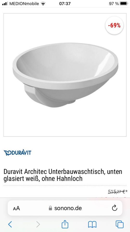 Neues Duravit- Unterbauwaschbecken NP 200€ in Berlin