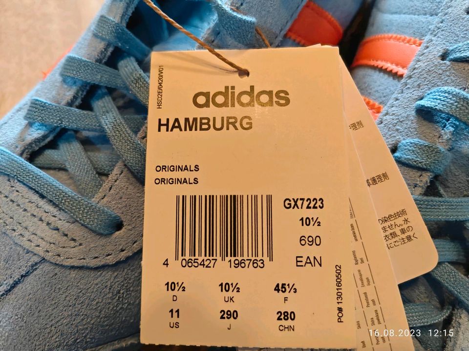 Original Adidas Hamburg blau orange Neu mit Etikett EU 45 1/3 in Nettetal