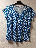 Damen T-Shirt kurzarm NKD blau weiß / Flower Power Stil Baden-Württemberg - Karlsbad Vorschau