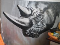 Nashorn Gemälde 150x120cm. Afrika Kunst Bild Stuttgart - Vaihingen Vorschau