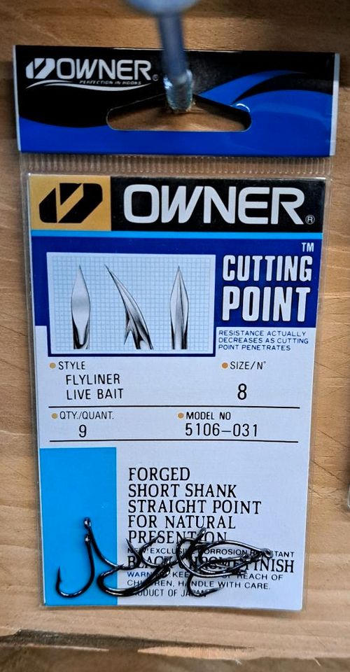 Owner Flyliner Live Bait Hooks Size 8 QTY: 9 NEU OVP Angeln Carp in  Niedersachsen - Bad Bentheim