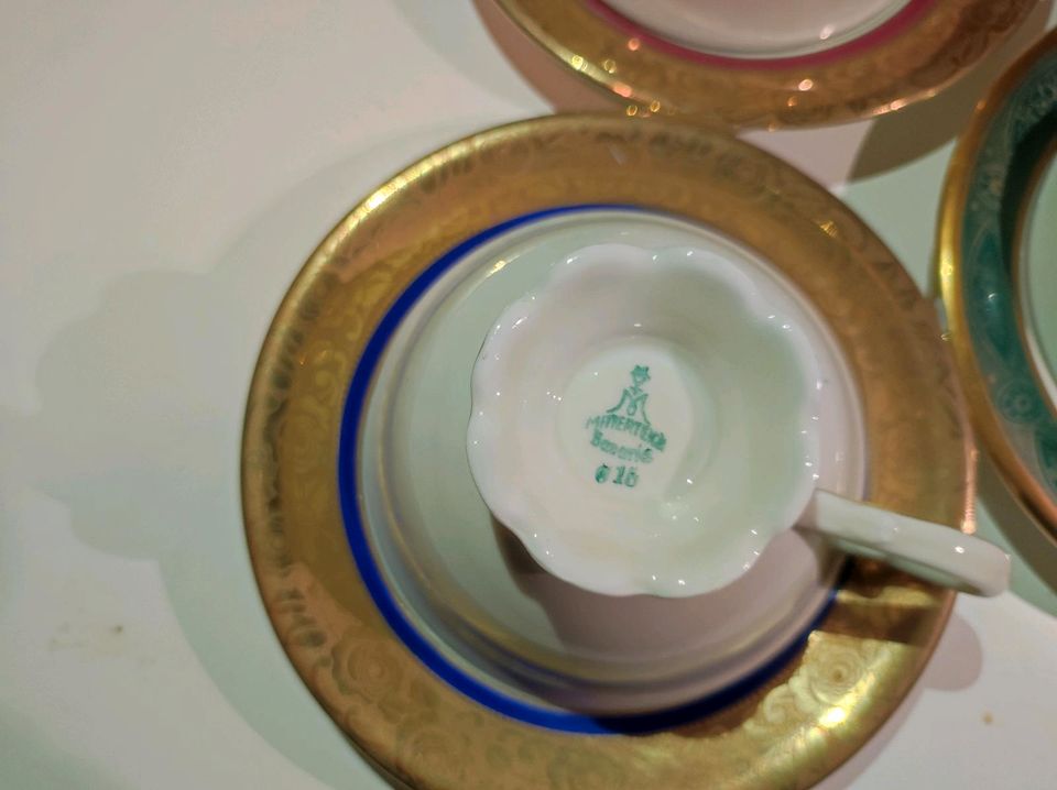 Mitterteich Koenigszelt Bavaria Set Tasse Teller Unterteller Gold in Mainz