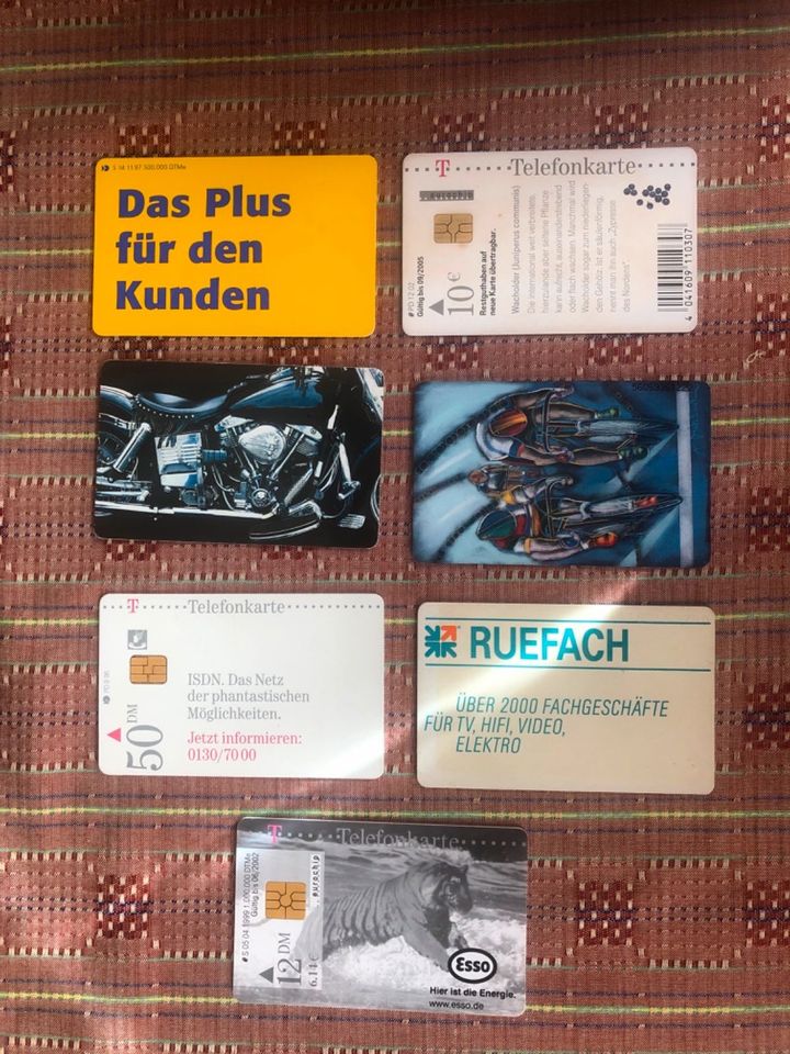 Sieben alte Telefonkarten aus Deutschland in Gengenbach