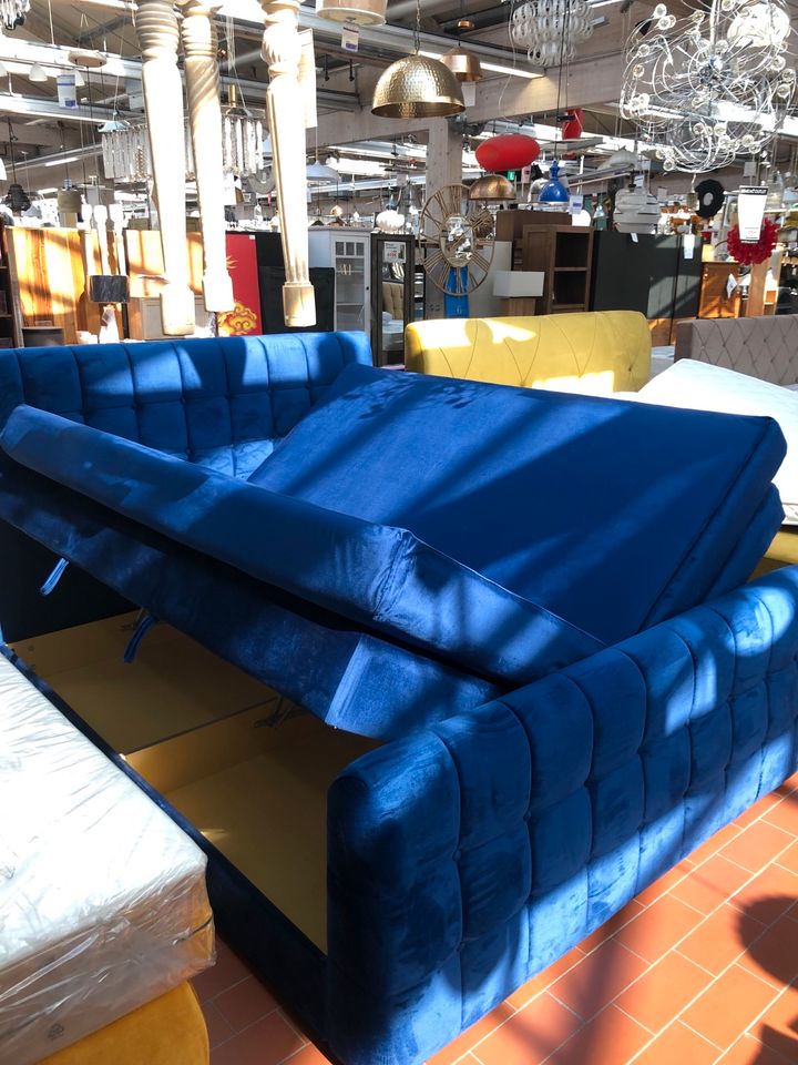 Boxspringbett Bett "Berki" Bettkasten Chesterfield blau samt in Bremen