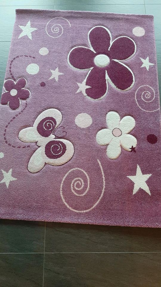 Teppich Mädchen 120x170 lila pink Schmetterling Blume in Hünxe