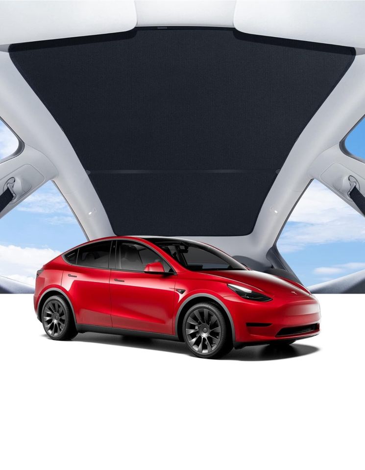 Tesla Model Y Glasdach Sonnenschutz mit UV Wärmeisolierung in