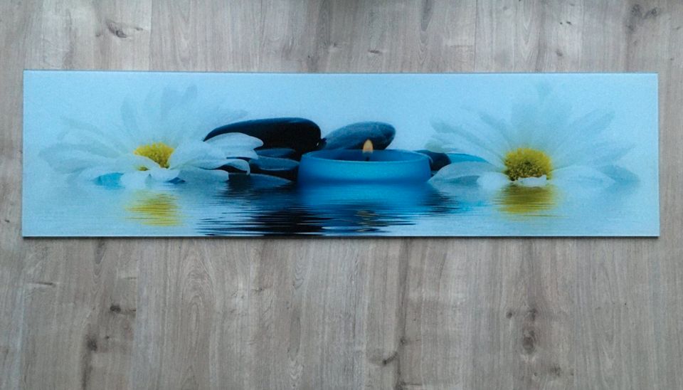 Dekoratives Wandbild/Glasbild *TOP Zustand* Blume Kerze blau in Stollberg