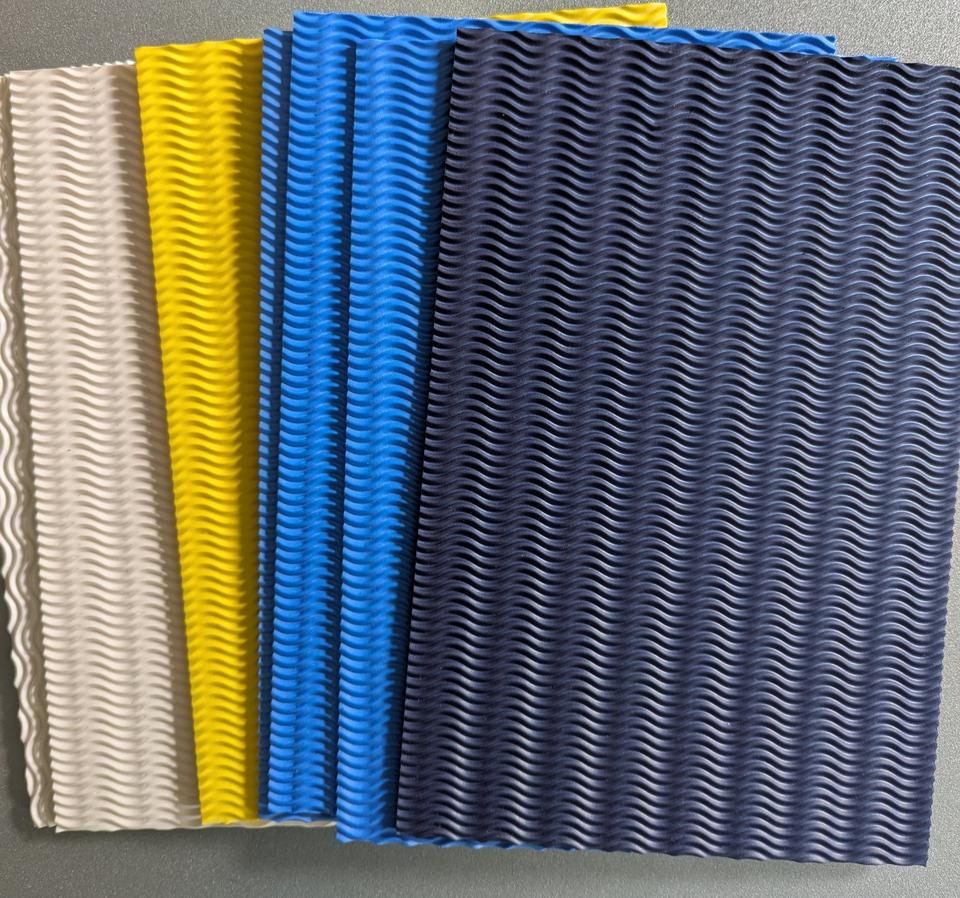 7 Moosgummiplatten Welle, weiß gelb und blau, Moosgummi basteln in Porta Westfalica
