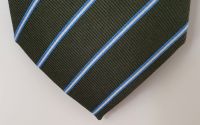 Krawatte oliv hellblau weiß - 100 % Seide - handgefertigt Bayern - Kochel am See Vorschau