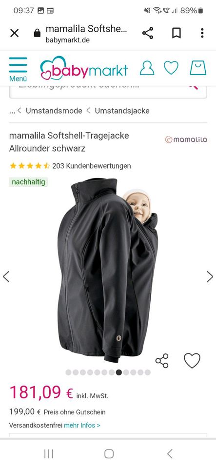 Mamalila Softshell Tragejacke Umstandsjacke Gr.S in Steinbach-Hallenberg (Thüringer W)