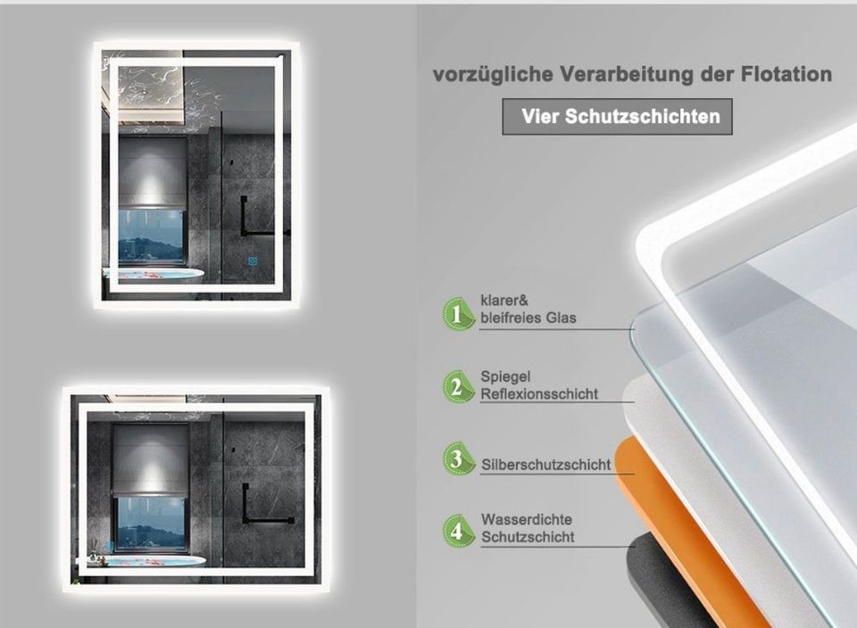 Badezimmer Spiegel mit Touch + LED in Munster
