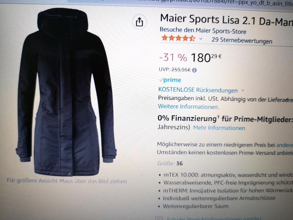 Maier sports Mantel Lisa 2.1 Jacke 44 neu Wintermantel jacke in Hessen -  Obertshausen | eBay Kleinanzeigen ist jetzt Kleinanzeigen