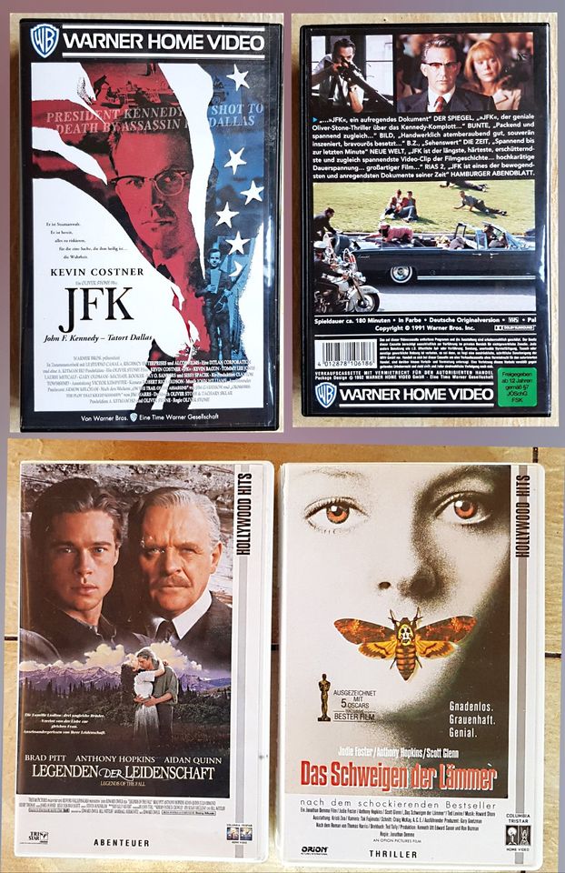 3 VHS: •JFK •Legenden der Leidenschaft •Schweigen der Lämmer.NEU. in Remshalden