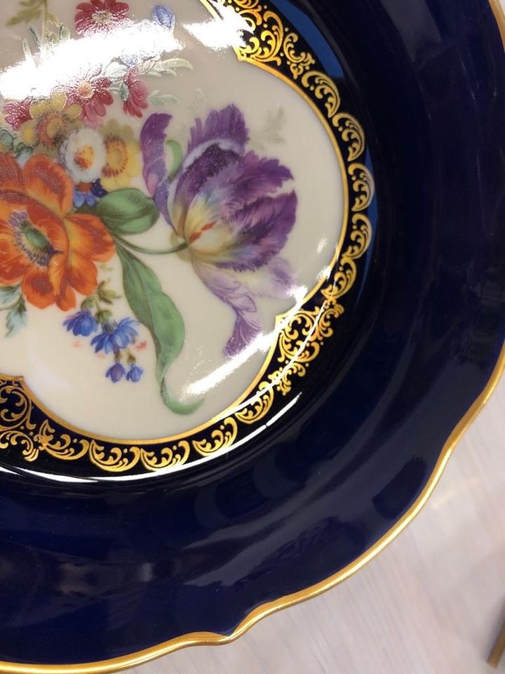 Lindner Echt Cobalt Bowl Floral Gold Erbstück in Grabau