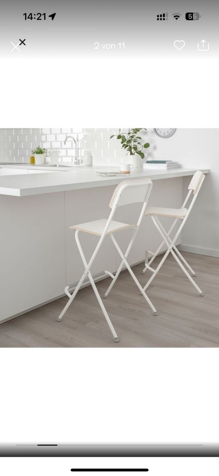 IKEA FRANKLIN Barhocker, zusammenklappbar, weiß, 74 cm Stuhl in München