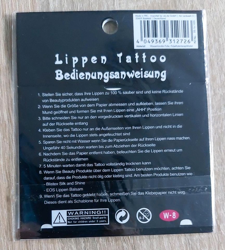 2 Bögen Tattoos, Lippen Tattoos & 3 Schminkstifte * Deutschland in Zweibrücken