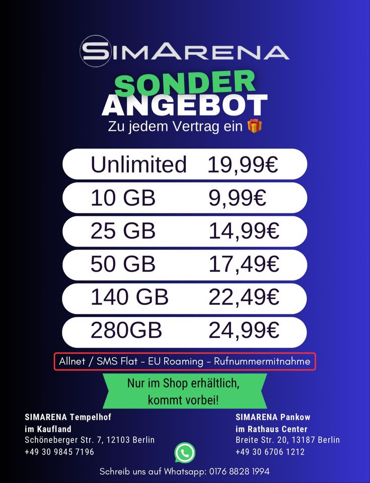 Allnet Flat+Internet schon ab 16,49€ + Pokemon Trainer Box Gratis in Berlin