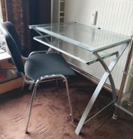 Schreibtisch ausziehbar Glastisch silber Stuhl chrom schwarz Bayern - Augsburg Vorschau