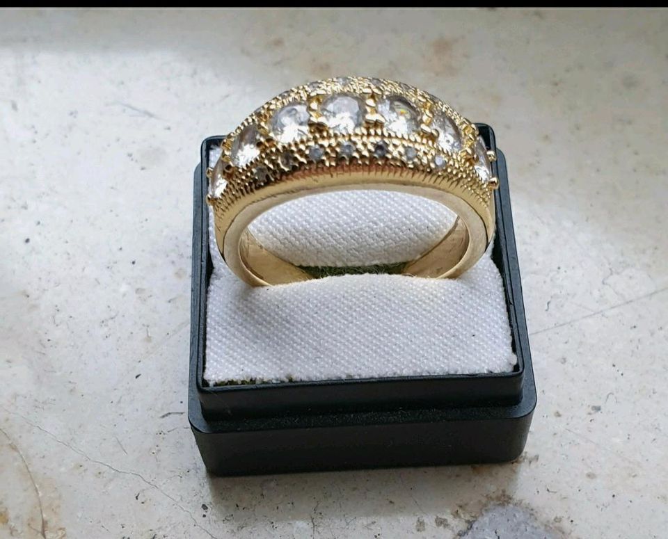 Damen Ring Edelstahl vergoldet  Zirkonia Größe 62 19,7mm in Haan