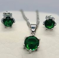 Schmuck Set 925 silber Smaragd grün Kette Ohrringe NEU Wandsbek - Hamburg Sasel Vorschau