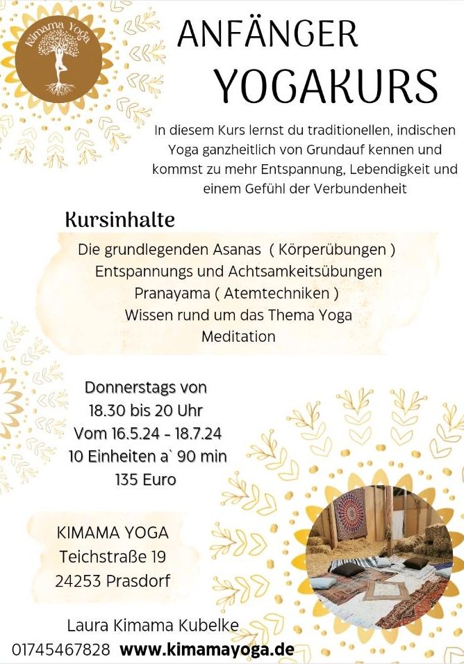 Anfänger Yogakurs 10 Einheiten Yoga Yogaunterricht in Prasdorf in Probsteierhagen