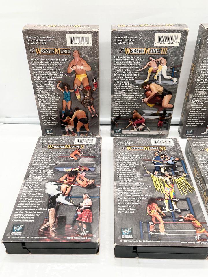 WWF/WWE Wrestling VHS/DVD Konvolut Wrestlemania 1,3,4,5,6,7 in Filderstadt