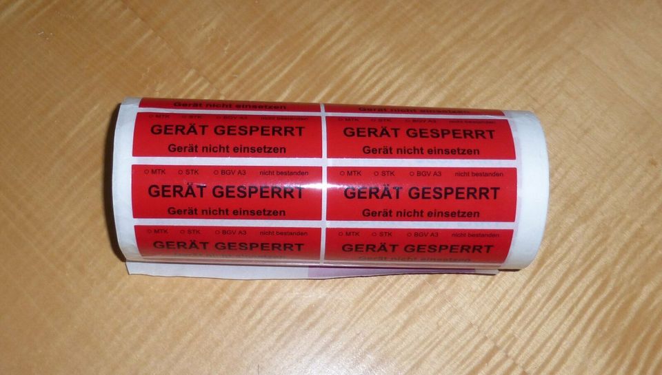 Aufkleber Gerät gesperrt rot Kunststoff 10x3cm STK MTK BGV in Vilsbiburg