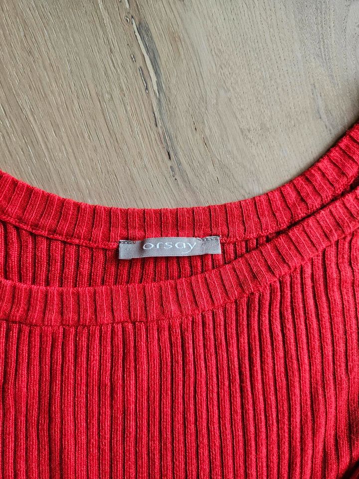 Orsay Off-Shoulder Oberteil Pullover rot gerippt XS/S 34/36 in Niederkrüchten
