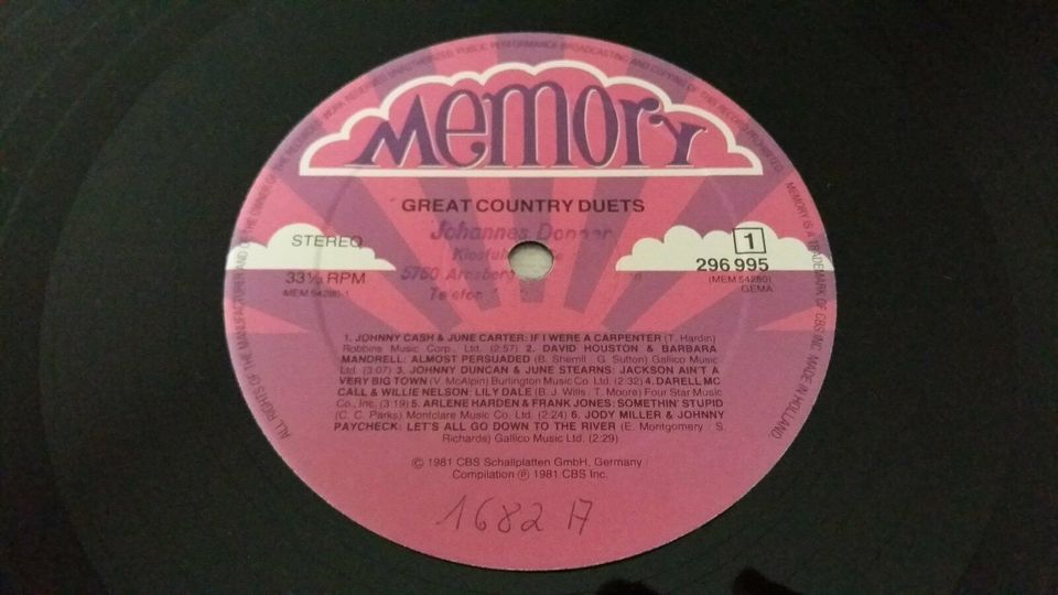 Schönes Golden G-Great Country Duets Vinyl Album–Deutschland 1981 in Köln