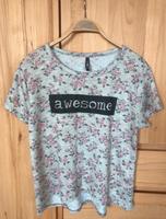 Graues TShirt mit Blumenmuster und Aufdruck „awesome“ NEU Bayern - Luhe-Wildenau Vorschau