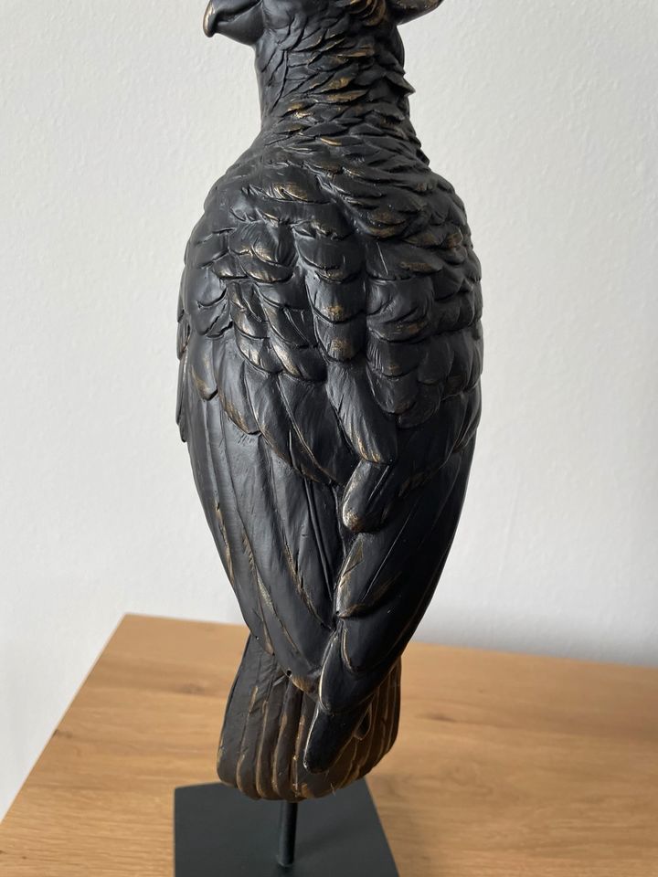 46 cm Papagei / Kakadu / Vogel Deko Figur | Schwarz, Gold in Weilburg