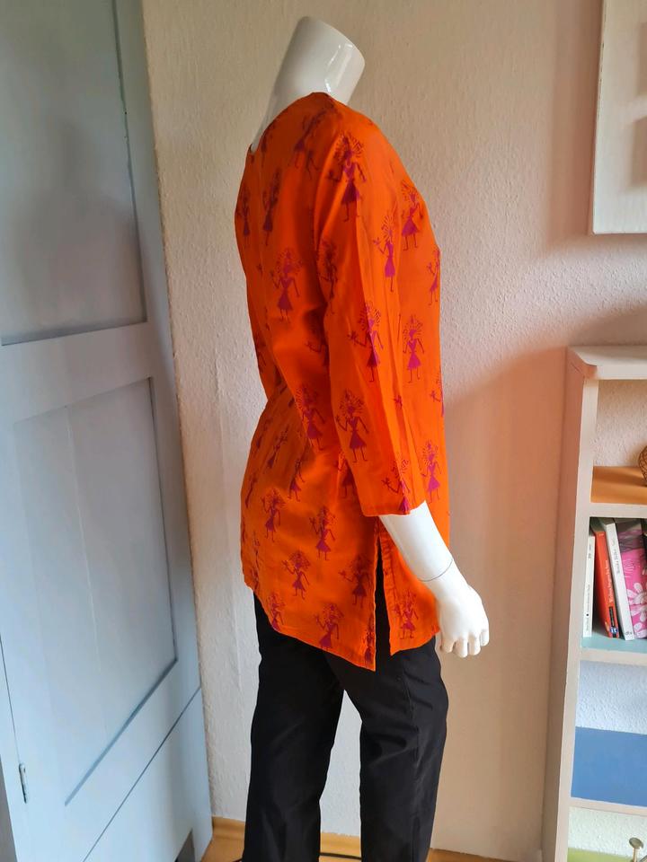 Bluse Tunika S M orange pink neon farbenfroh Afrika Baumwolle in Otterfing