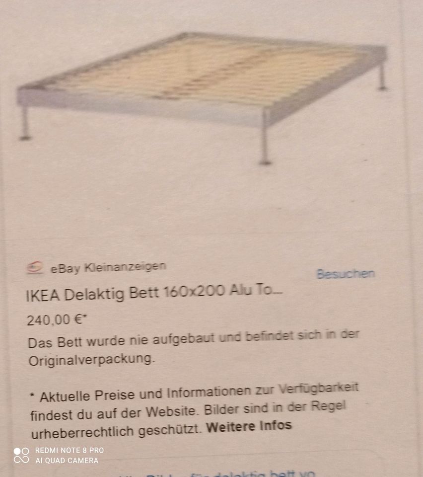 IKEA  Delaktig Bett 160×200 . Alu Bettgestell. in Hamburg