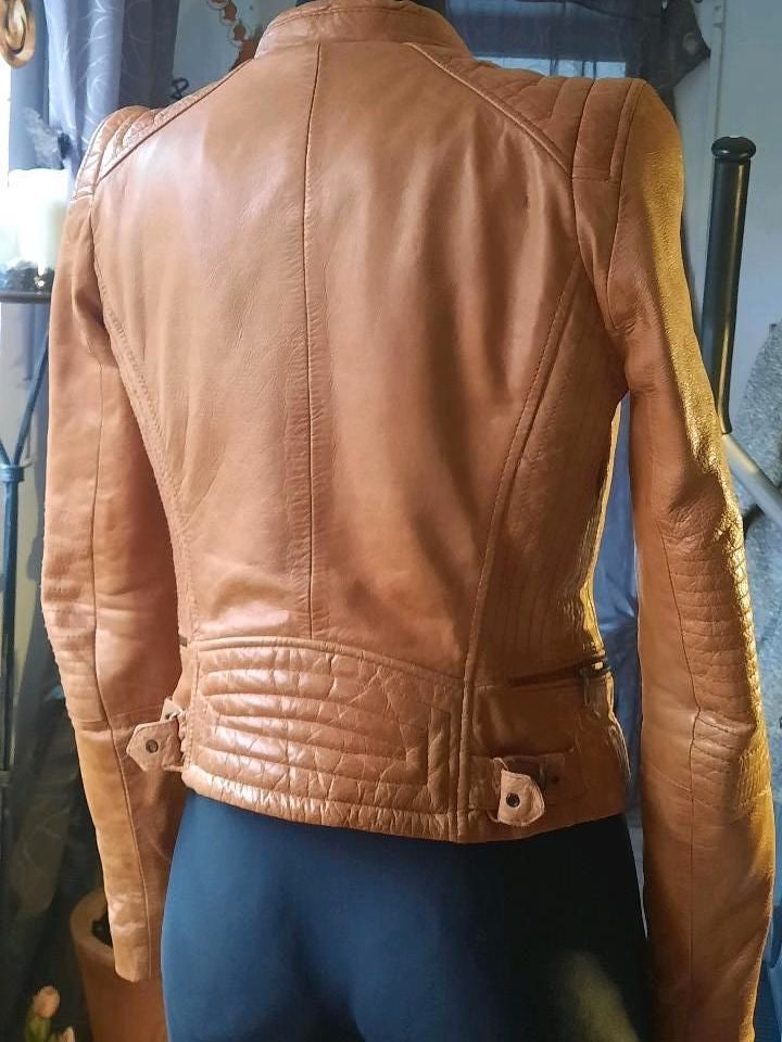 Zara Trafaluc Lederjacke Cognac Gr. XXS in Ortenburg