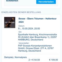 Bosse Ticket HH  für Freitag, 10 Altona - Hamburg Sternschanze Vorschau