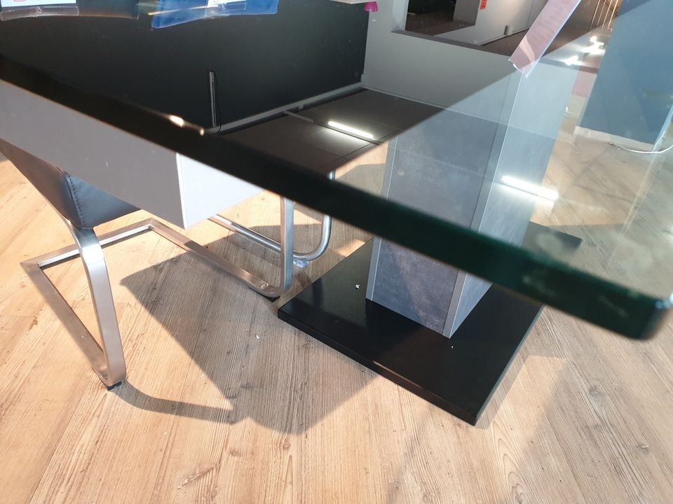 NEU Niehoff Esstisch ausziehbar 165(210)x90cm Glas schwarz -58% in Centrum