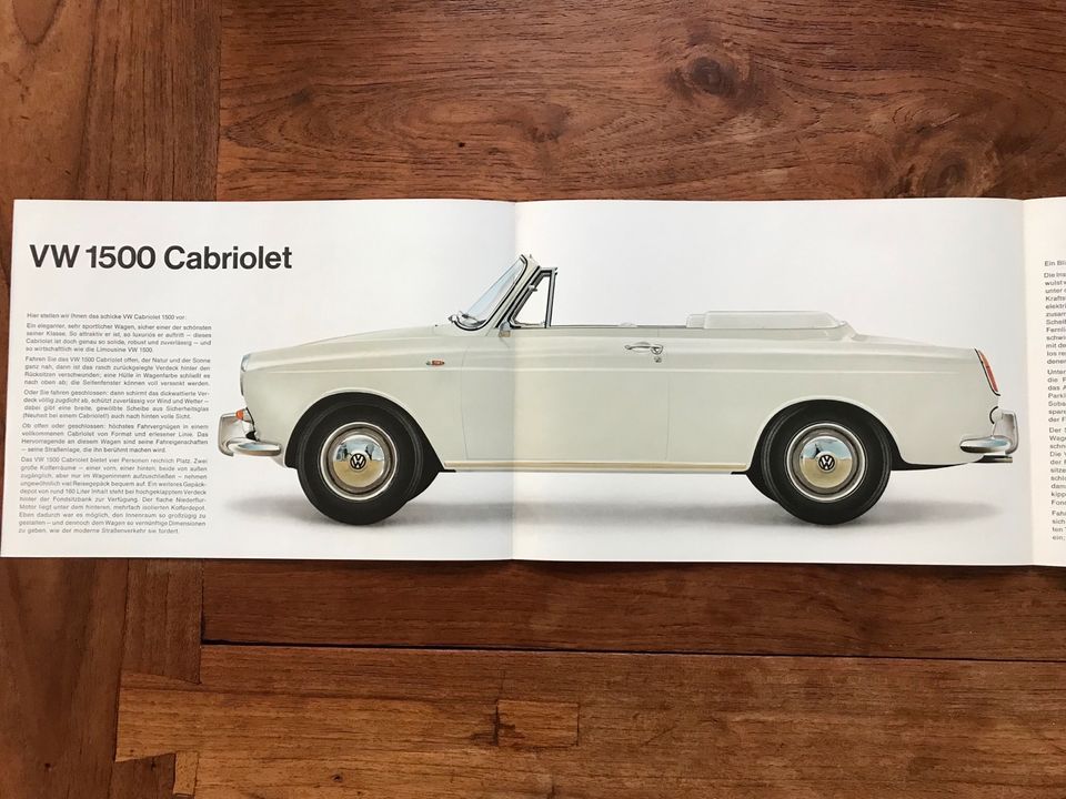 1961 VW Volkswagen 1500 Cabriolet Prospekt in Gronau (Westfalen)