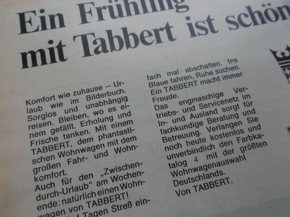 +++ TABBERT +++ WOHNWAGEN WERBUNG 70ER JAHRE in Koblenz